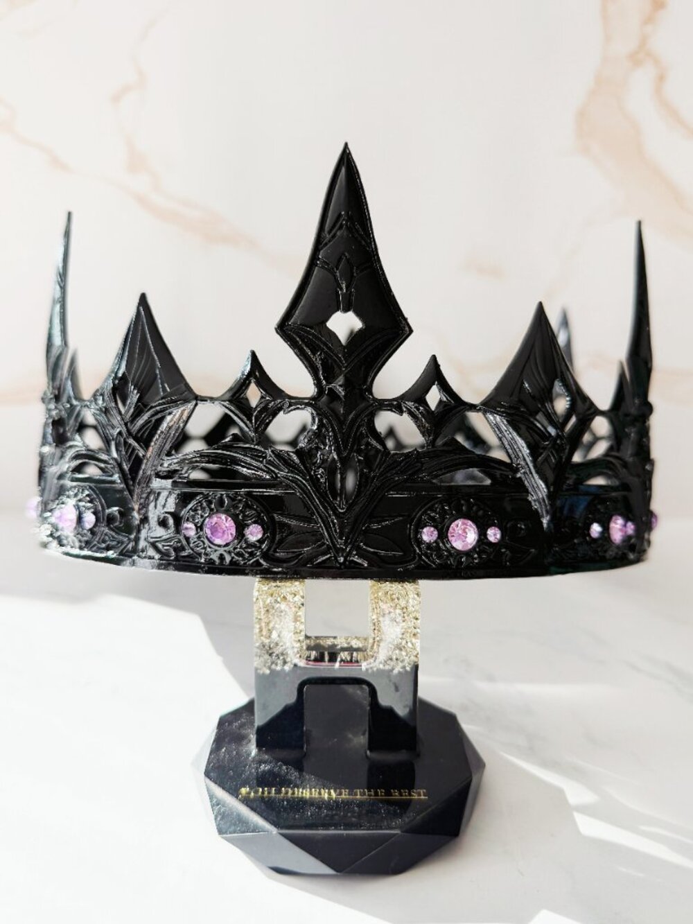 Black Gothic Crown, Pink Crystal Medieval, Queen Renaissance Cosplay Headpiece
